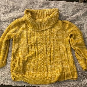 It’s Our Time gold blend cable knit sweater
